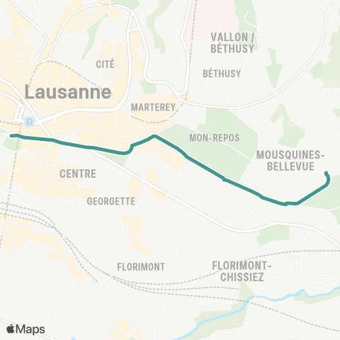 tl - Transports publics lausannois Lausanne, Verdeil - Lausanne, Montbenon map