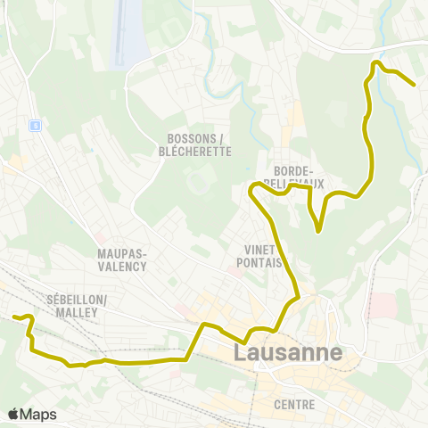 tl - Transports publics lausannois Lausanne, Grand Vennes - Lausanne, Provence nord map