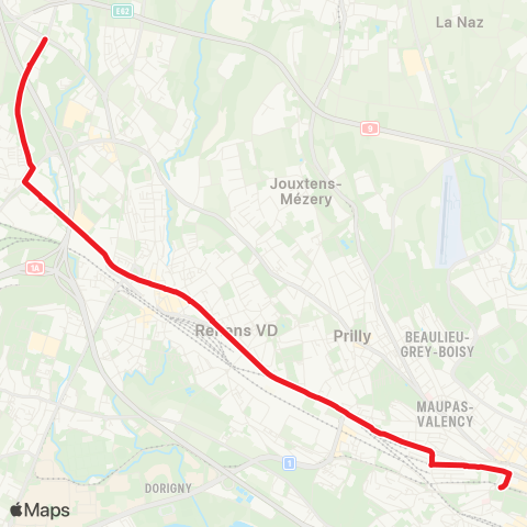 tl - Transports publics lausannois Lausanne, Vigie - Villars-Ste-Croix, Croix Péage map