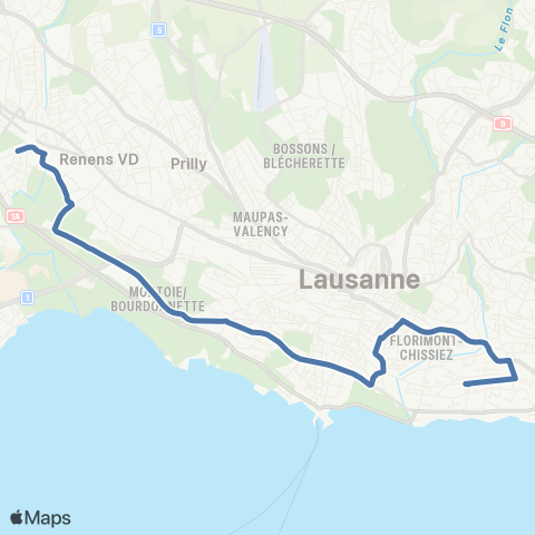 tl - Transports publics lausannois Pully, gare - Chavannes-R., Glycines map