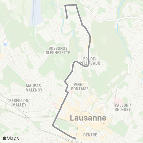 tl - Transports publics lausannois Lausanne, gare - Le Mont-sur-L., Maillefer map