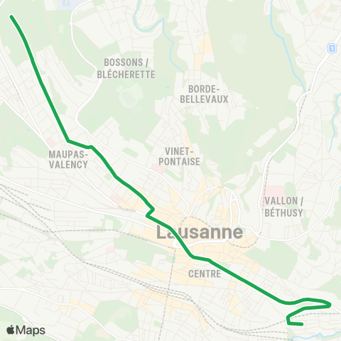 tl - Transports publics lausannois Prilly, Coudraie - Lausanne, Faverges map