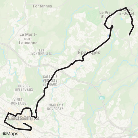 tl - Transports publics lausannois Lausanne, St-François - Lausanne, Vers-chez-les-Blanc map