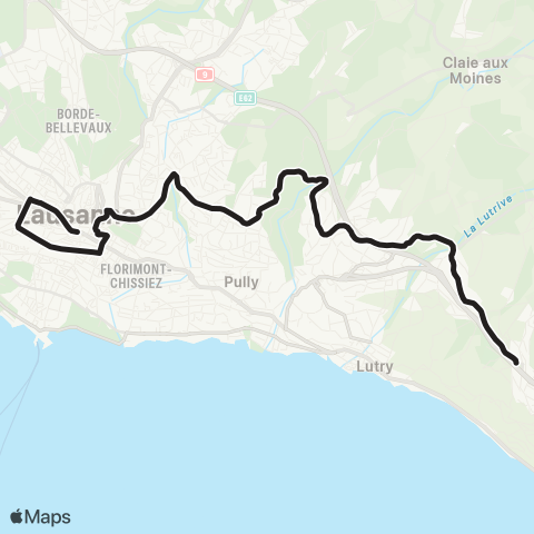 tl - Transports publics lausannois Lausanne, St-François - Grandvaux, Pra Grana map