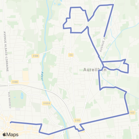 TLP Mobilités Aureilhan - Aubépine Verdun map