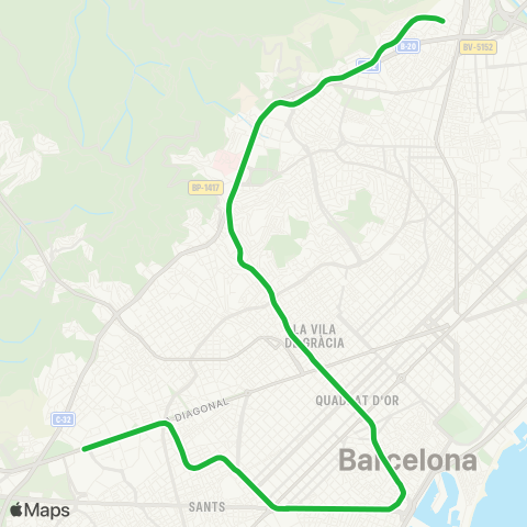 TMB Zona Universitària - Trinitat Nova map