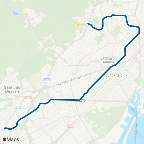 TMB Cornellà Centre - Vall d'Hebron map