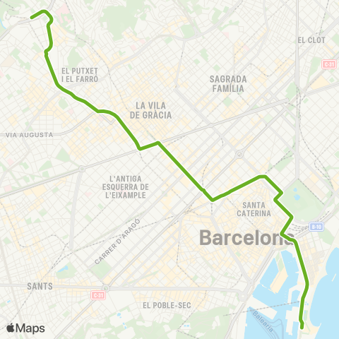 TMB Barceloneta / Av. Tibidabo map