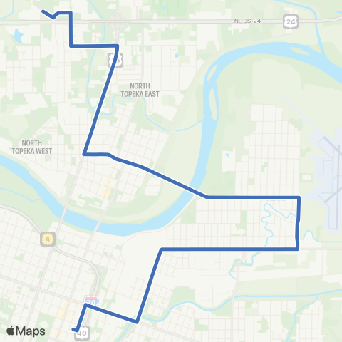 Topeka Metro Oakland to Downtown map