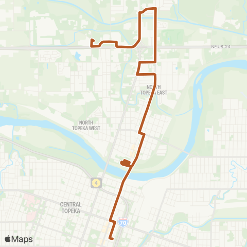 Topeka Metro N Kansas to Downtown map