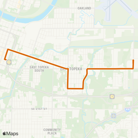 Topeka Metro E 6th to Downtown map