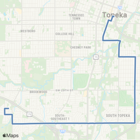 Topeka Metro Indiana to 33rd & Gage map