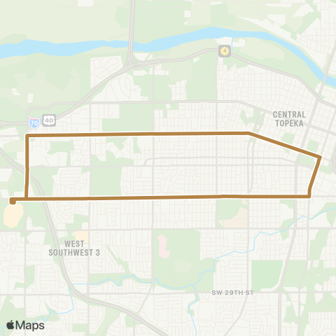 Topeka Metro W 10th to Downtown map