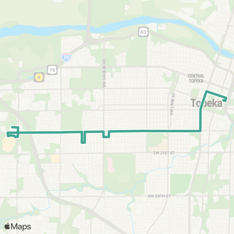 Topeka Metro W 17th to Downtown map