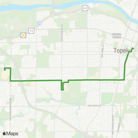 Topeka Metro W 21st to West Ridge map