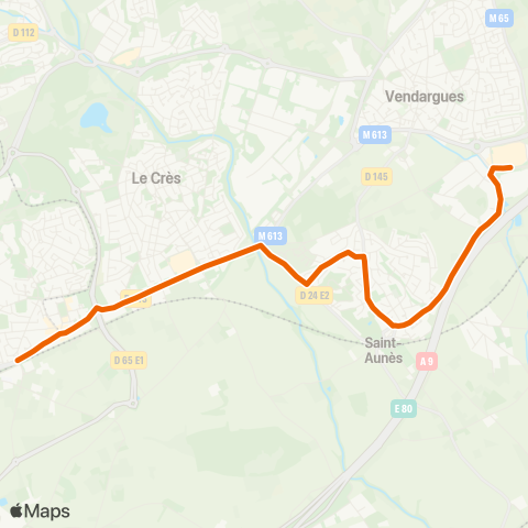 Transp'Or Saint-Aunès ↔︎ Castelnau-le-Lez map