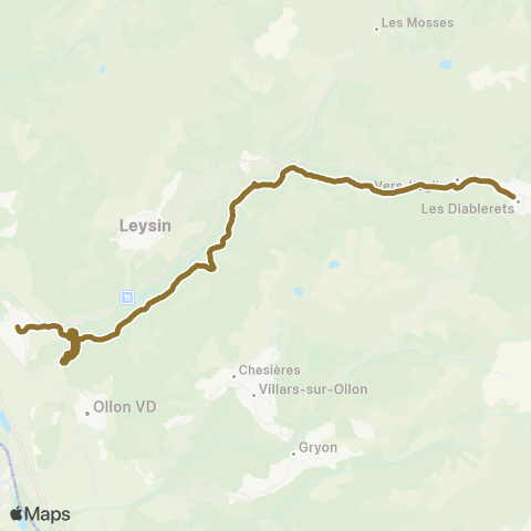 Transports Publics du Chablais Les Diablerets - Aigle map