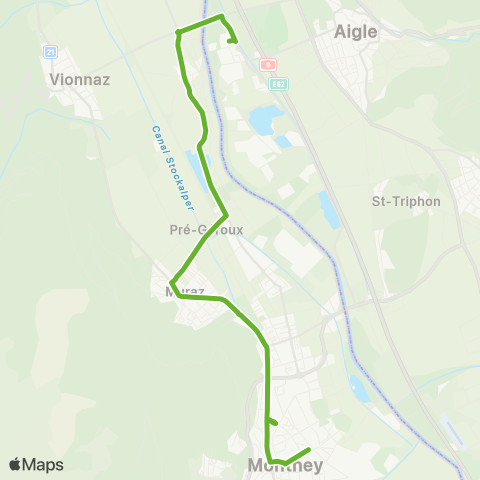 Transports Publics du Chablais Monthey, Gare Cff - Aigle, Grand-Pré map