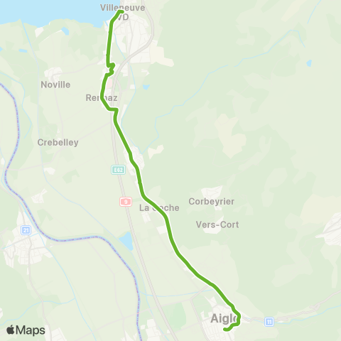 Transports Publics du Chablais Aigle, Gare - Villeneuve Vd, Gare map