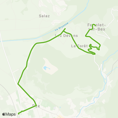 Transports Publics du Chablais Fenalet-Sur-Bex, Village - Bex, Place De La Gare map