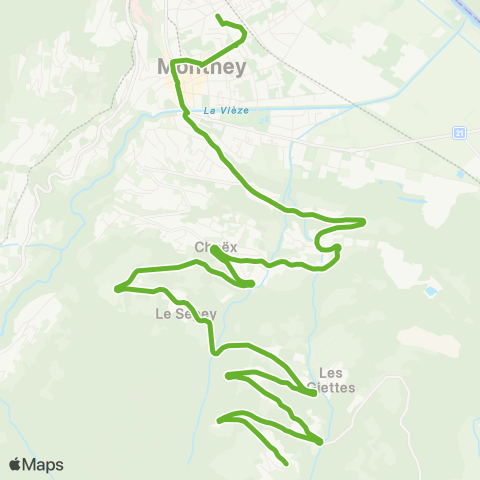 Transports Publics du Chablais Monthey, Gare Cff - Les Cerniers, Restaurant map