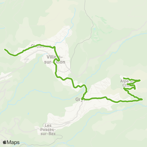 Transports Publics du Chablais Chesières, Les Ecovets - Gryon, Télécabine map