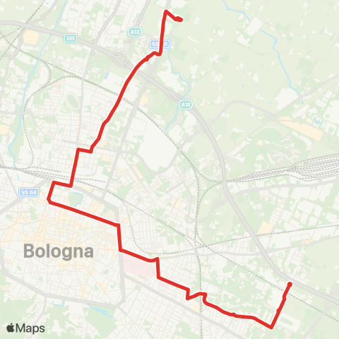 Tper BO Dozza - Stazione Centrale - Ospedale Malpighi - Due Madonne (Rot. Rivani) map