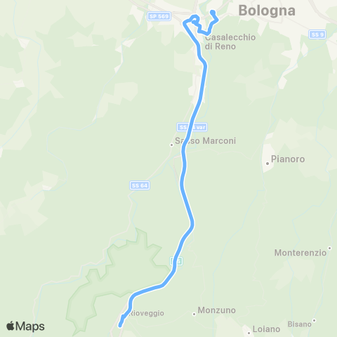 Tper BO Diretta Rioveggio - Casalecchio di Reno map