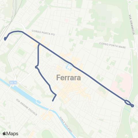 Tper FE Servizio Serale Linea 21 map