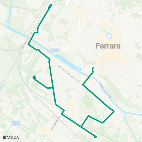 Tper FE Linea 3c Stazione FS-Piazzalestro-Kennedy-Barlaam-A.Ducale-Stazione FS map