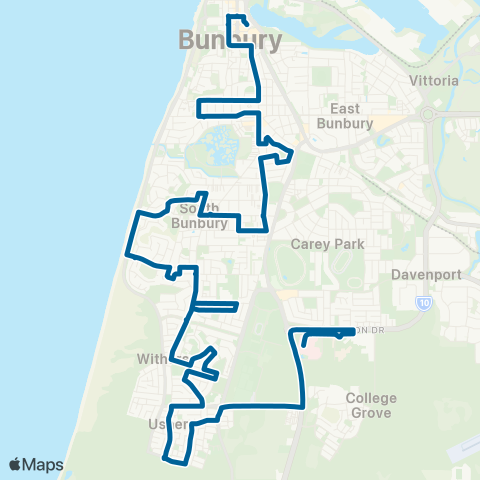 TransBunbury Bunbury - Health Campus map