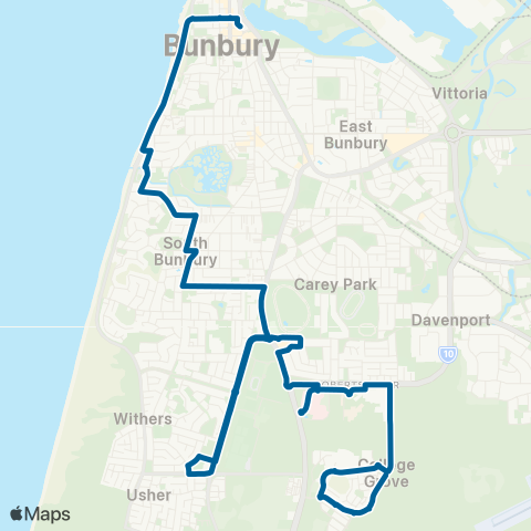 TransBunbury Bunbury - Healt Campus map