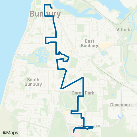 TransBunbury Bunbury - Health Campus map