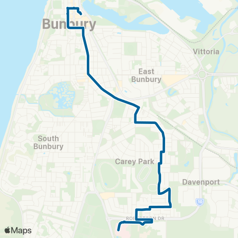 TransBunbury Bunbury - Health Campus map