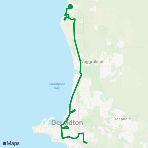 TransGeraldton Geraldton - Crummond Cove map