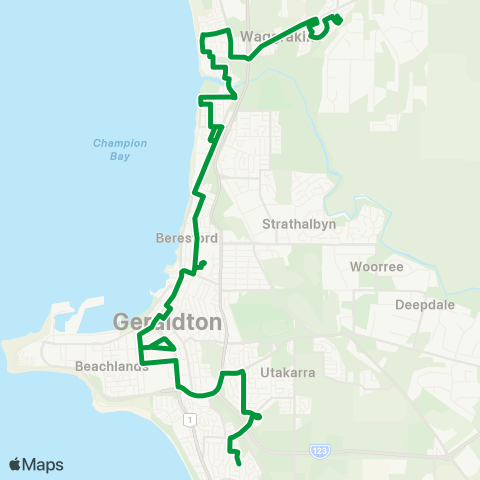 TransGeraldton Geraldton - Forrester Park map