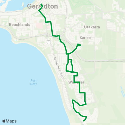 TransGeraldton Geralton - Wandina map