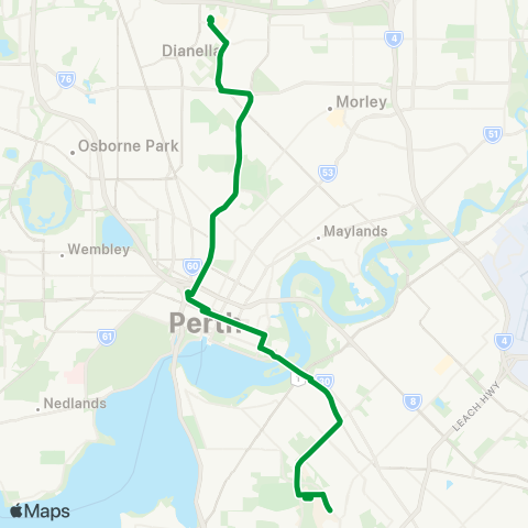 Transperth Mirrabooka Bus - Curtin University Bus map