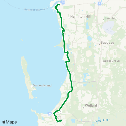 Transperth Fremantle - Rockingham map