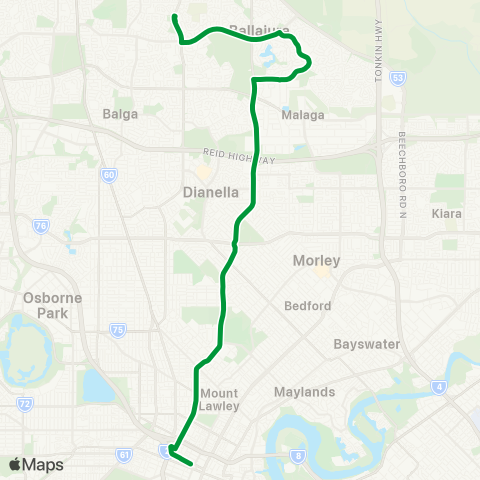 Transperth Perth - Alexander Heights map