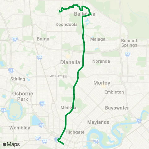 Transperth Perth - Alexander Heights map