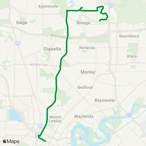 Transperth Perth - East Ballajura map