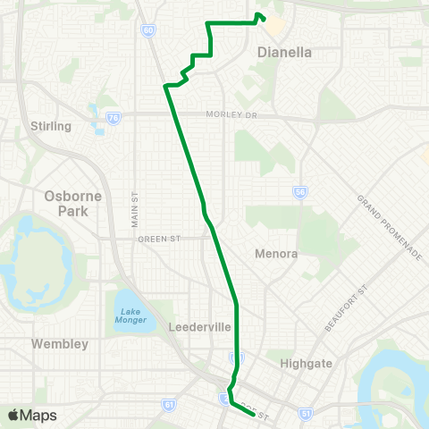 Transperth Perth - Mirrabooka map