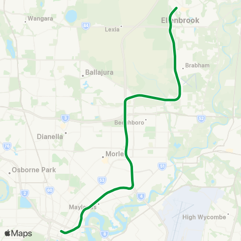 Transperth Ellenbrook map