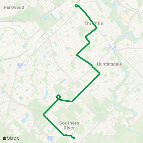 Transperth Thornlie - Huntingdale map