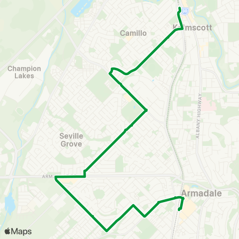 Transperth Kelmscott - Armadale map