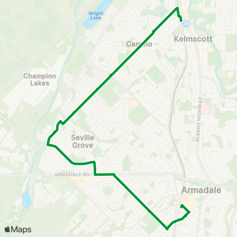 Transperth Kelmscott - Armadale map