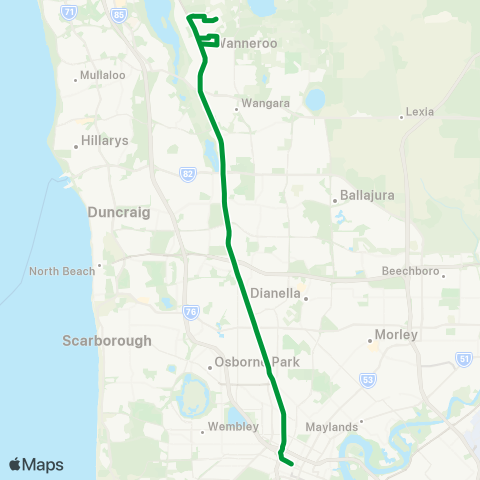 Transperth Perth - Wanneroo map