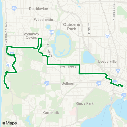 Transperth Perth - Wembley Downs map