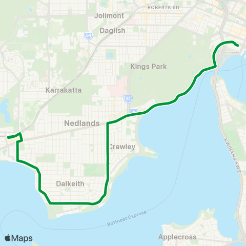 Transperth Elizabeth Qy - Claremont map